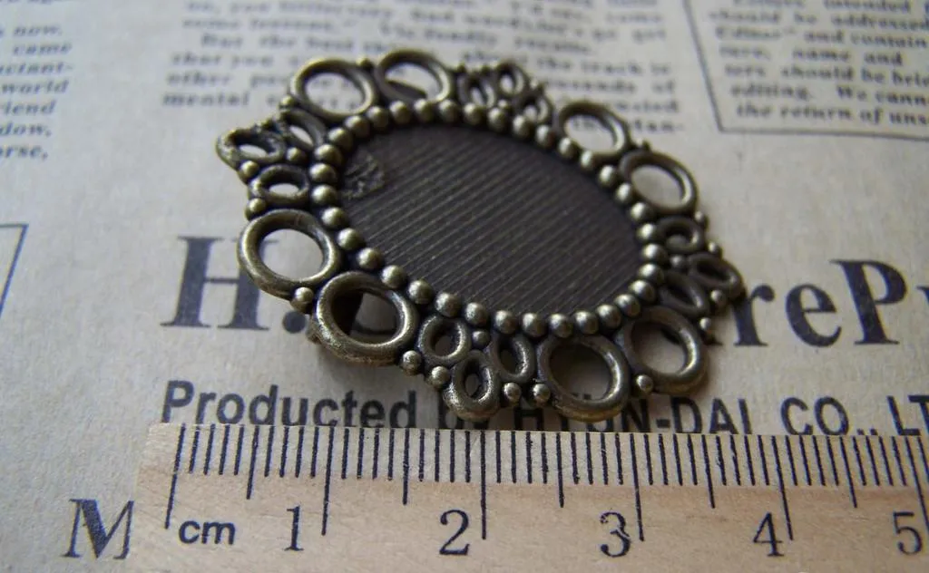 10 pcs Antique Bronze 18x25mm Bezel Brooch A3490