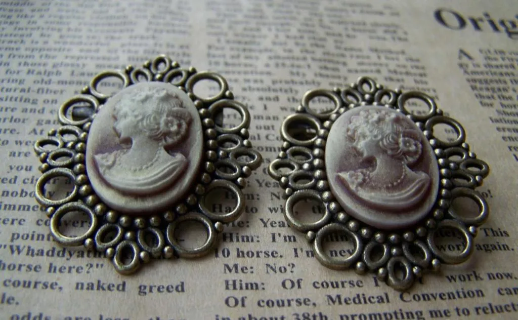 10 pcs Antique Bronze 18x25mm Bezel Brooch A3490