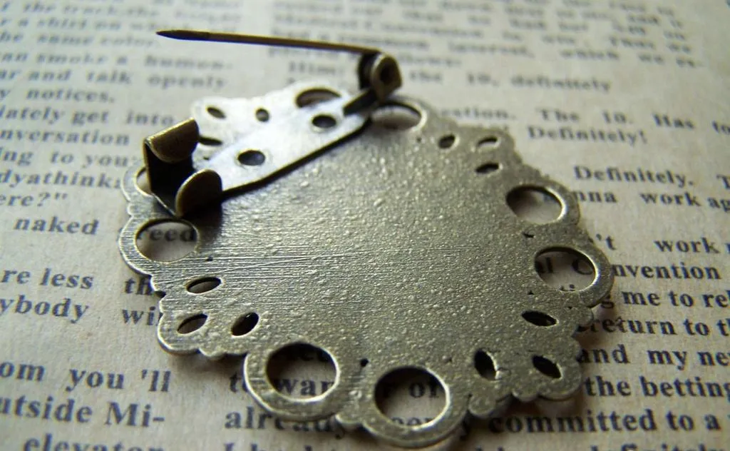 10 pcs Antique Bronze 18x25mm Bezel Brooch A3490