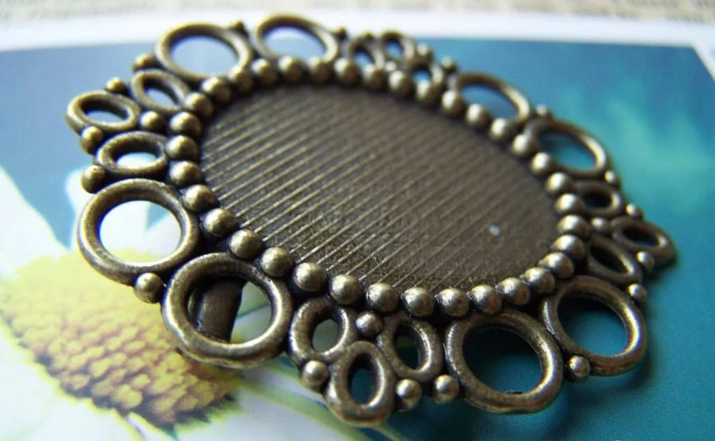 10 pcs Antique Bronze 18x25mm Bezel Brooch A3490