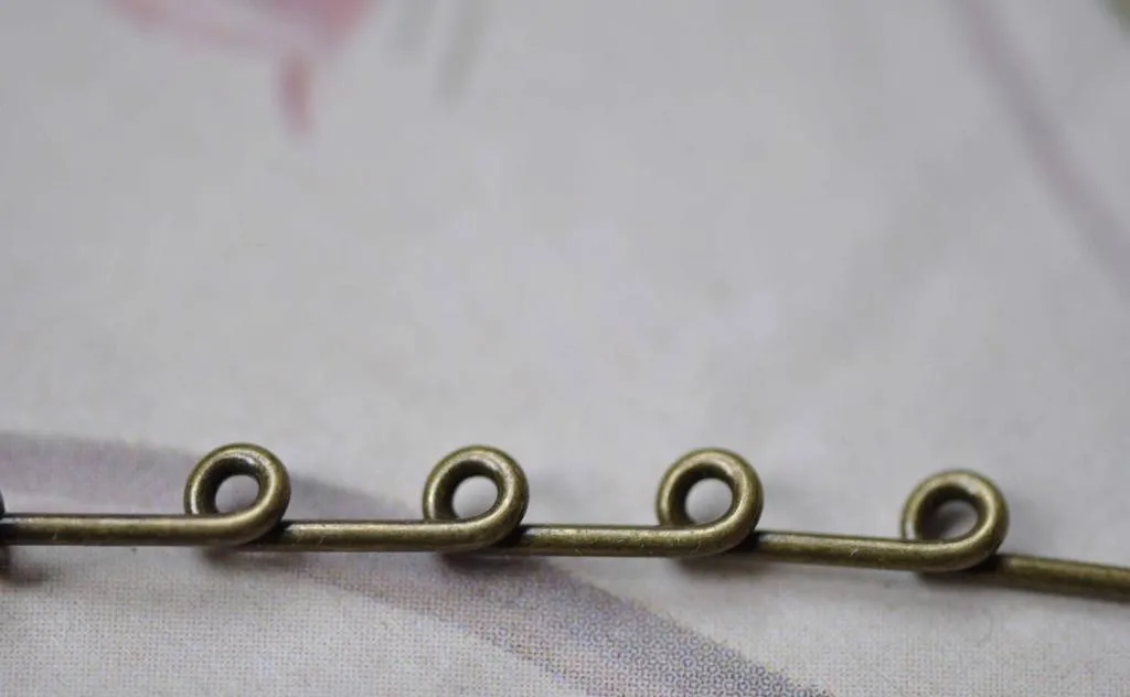 10 pcs Antique Bronze 4 Loops Kilt Safety Pins Brooch A2994