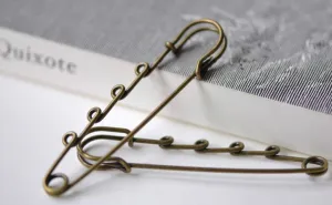 10 pcs Antique Bronze 4 Loops Kilt Safety Pins Brooch A2994