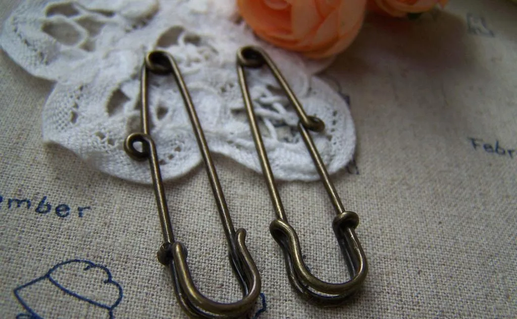 10 pcs Antique Bronze One Loop Kilt Safety Pins Brooch A3875