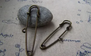 10 pcs Antique Bronze One Loop Kilt Safety Pins Brooch A3875