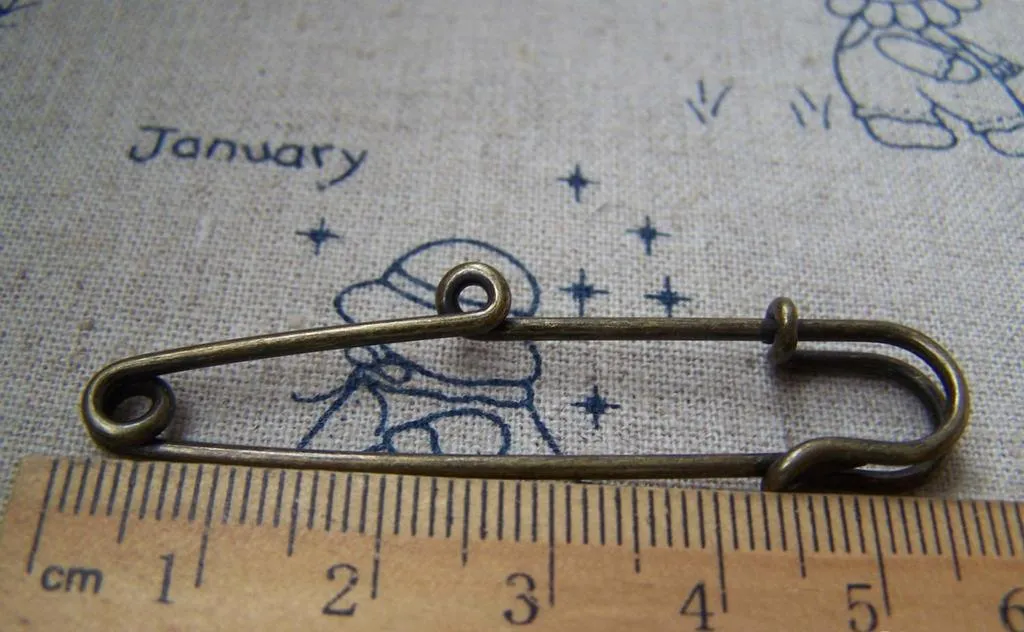 10 pcs Antique Bronze One Loop Kilt Safety Pins Brooch A3875