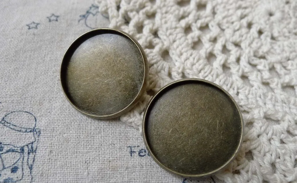 10 pcs Antique Bronze Pendant Tray Base Brooch Back A6584