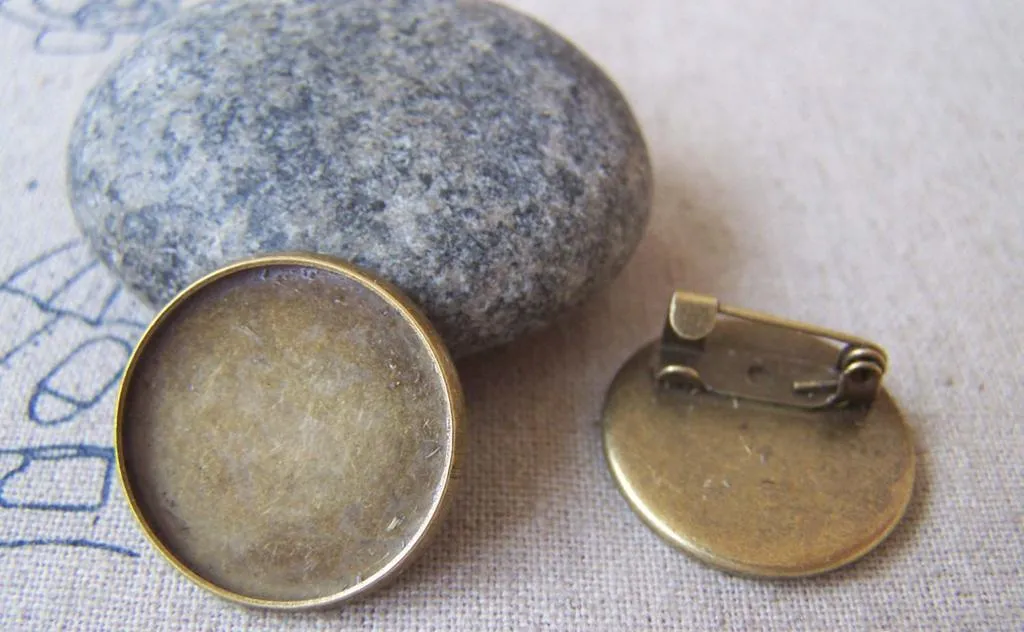 10 pcs Antique Bronze Round Base Brooch Back A3127