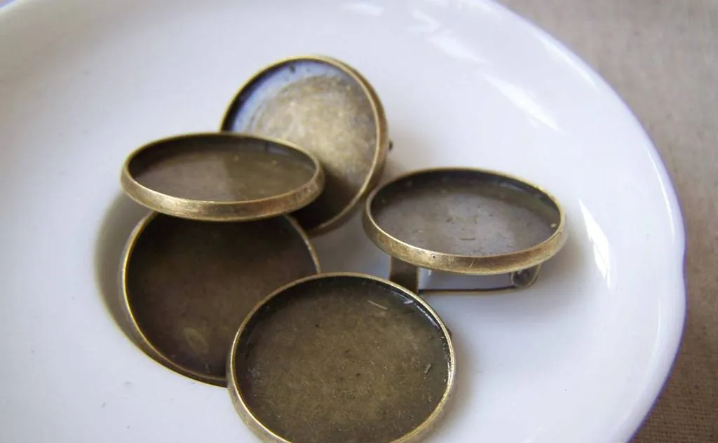 10 pcs Antique Bronze Round Base Brooch Back A3127