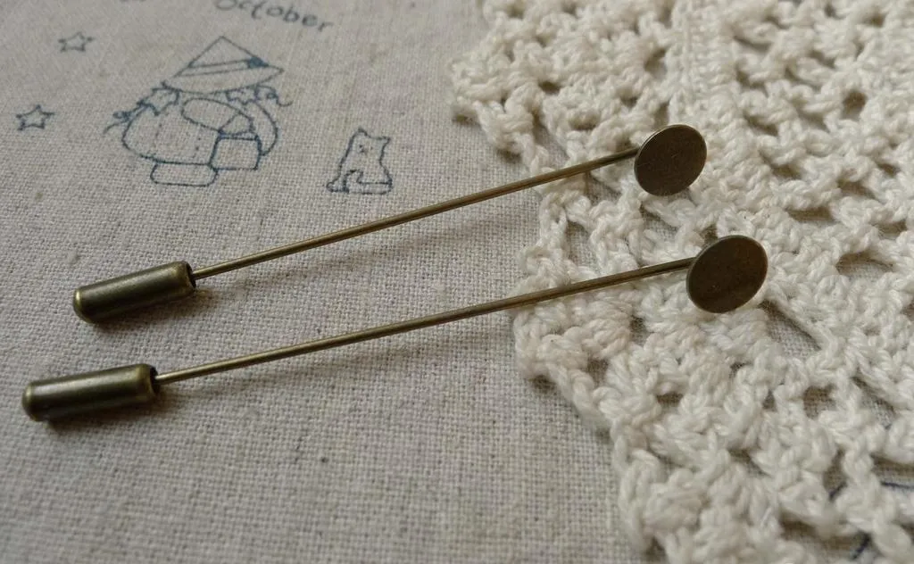 10 pcs Antique Bronze Stick Pin Clutch With 8mm Pad A6172