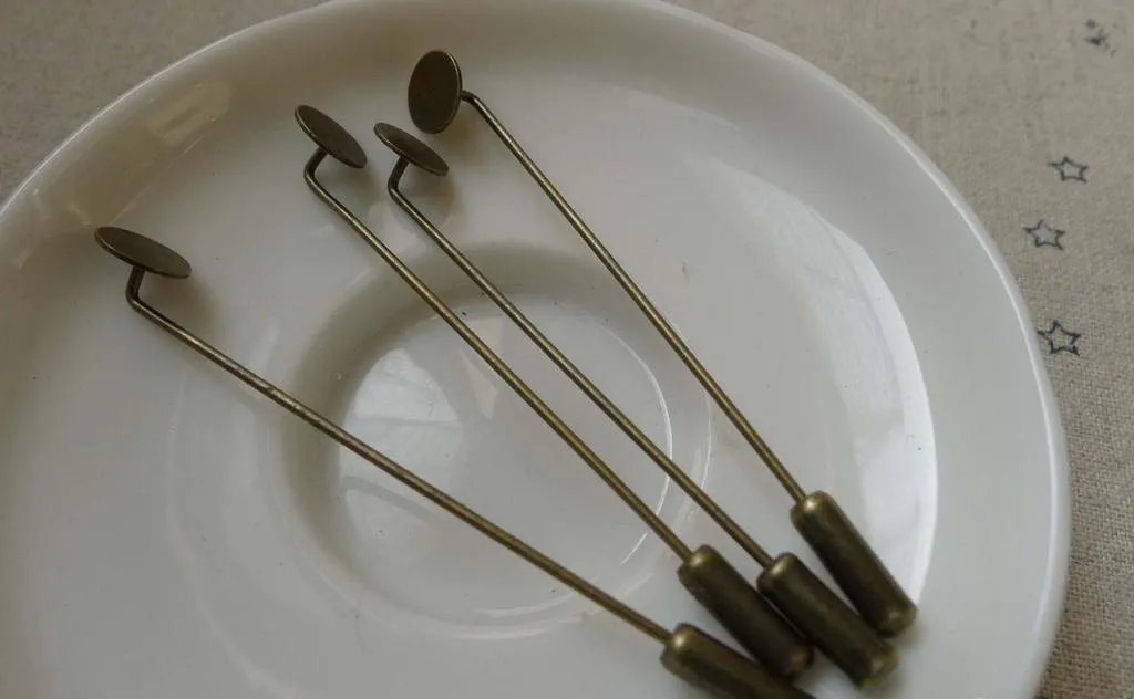10 pcs Antique Bronze Stick Pin Clutch With 8mm Pad A6172