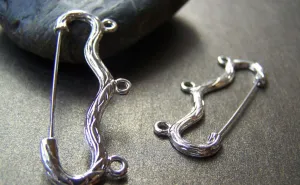 10 pcs Antique Silver Three Loops Bow Safety Pins Broochs A1778