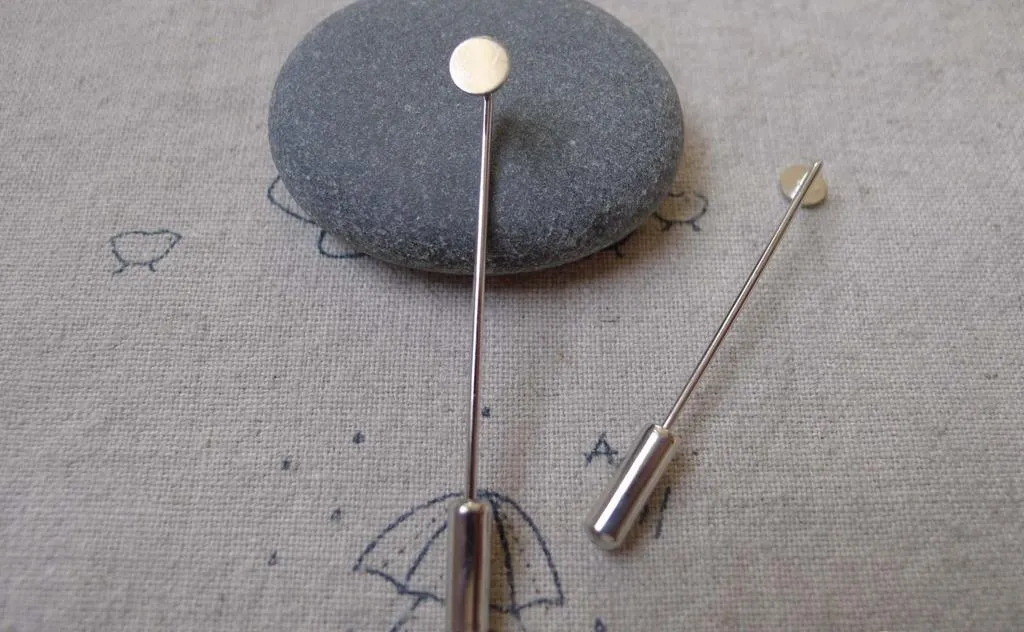 10 pcs Platinum Plated Stick Pin Clutch With 6mm Pad A7190