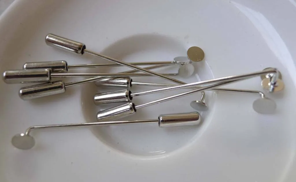 10 pcs Platinum Plated Stick Pin Clutch With 6mm Pad A7190