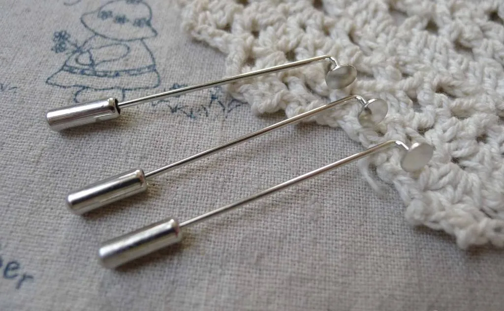 10 pcs Platinum Plated Stick Pin Clutch With 6mm Pad A7190