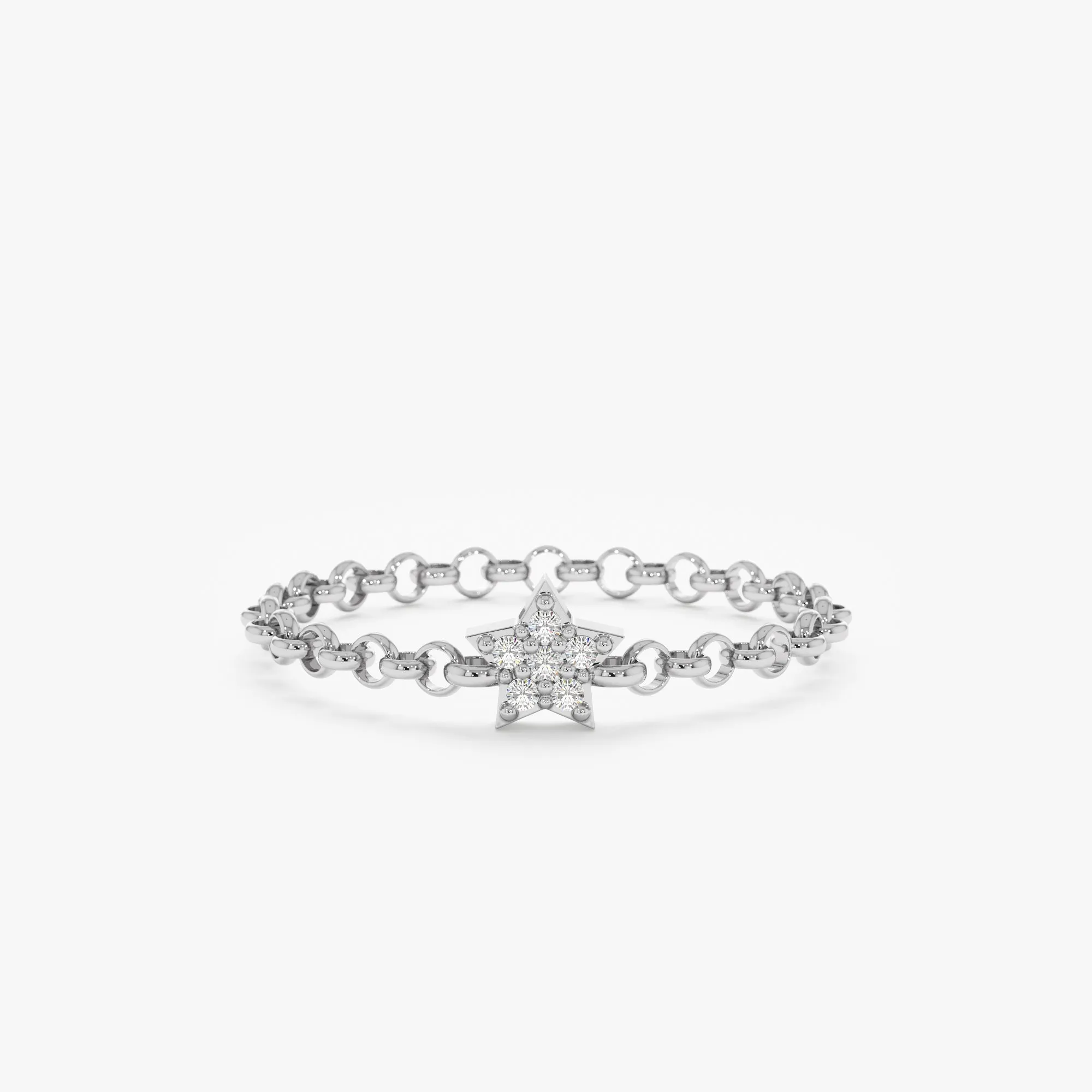 14k Diamond Star Chain Ring, Vega