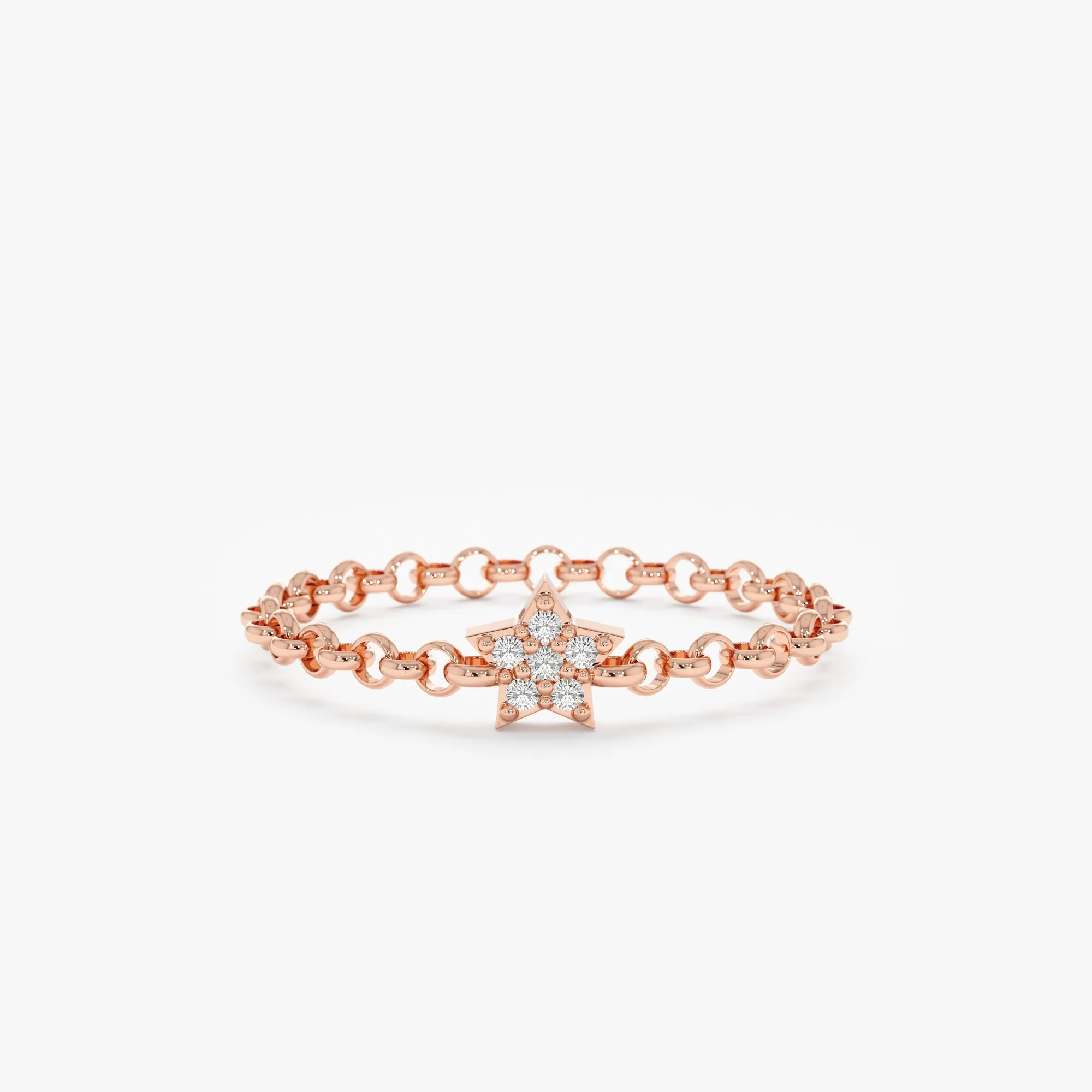 14k Diamond Star Chain Ring, Vega
