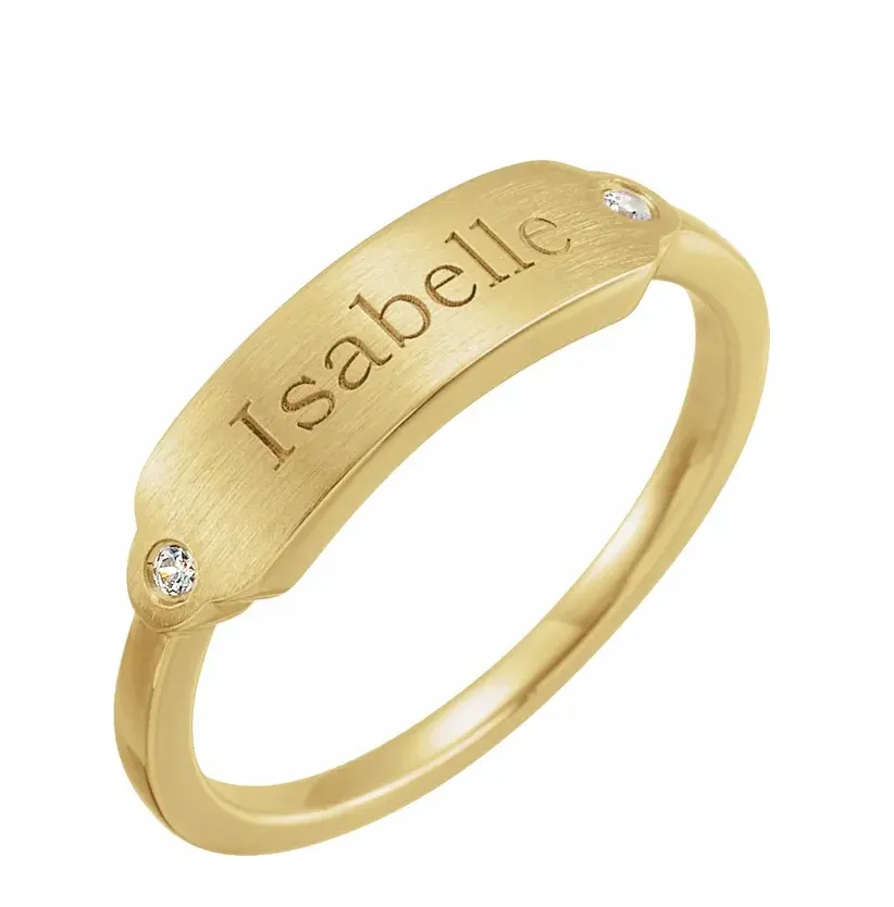 14K Gold .03 CTW Diamond 18x5 mm Rectangle Signet Ring