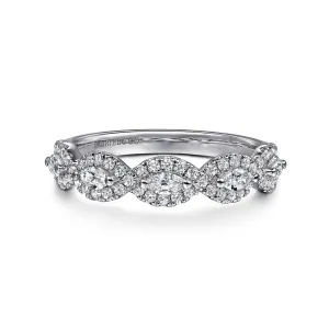 14K White Gold Prong Set Twist Diamond Ring