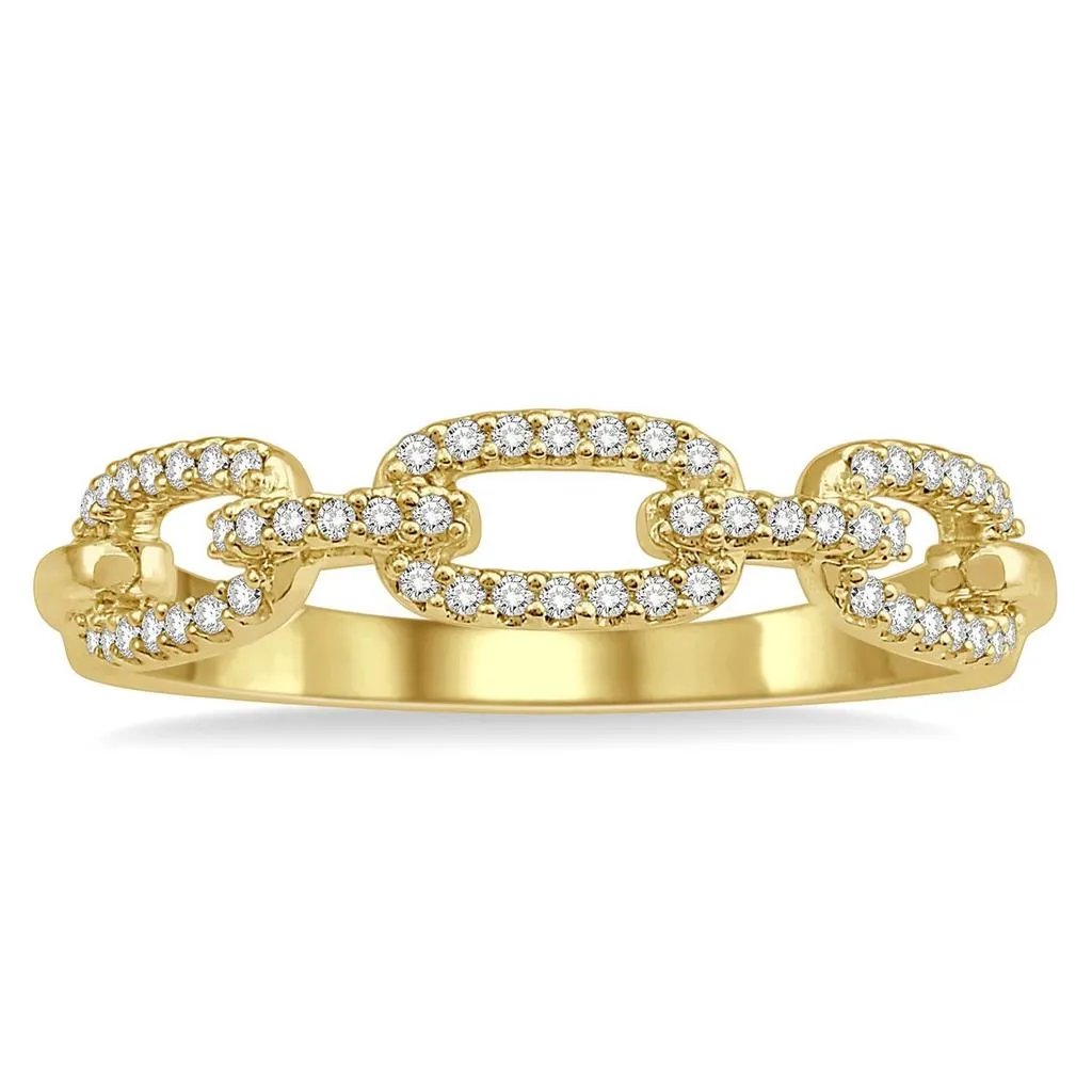 14K Yellow Gold Paperclip Diamond Fashion Ring
