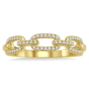 14K Yellow Gold Paperclip Diamond Fashion Ring