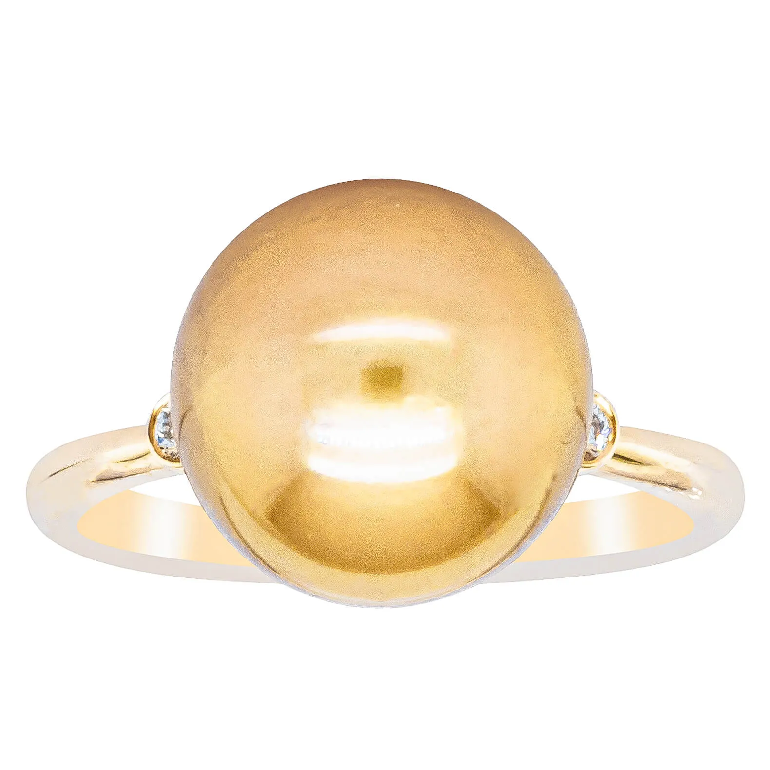 18ct Yellow Gold Golden South Sea Pearl & Diamond Ring