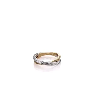 18k Two-Tone Yellow and White Diamond Crossover Band