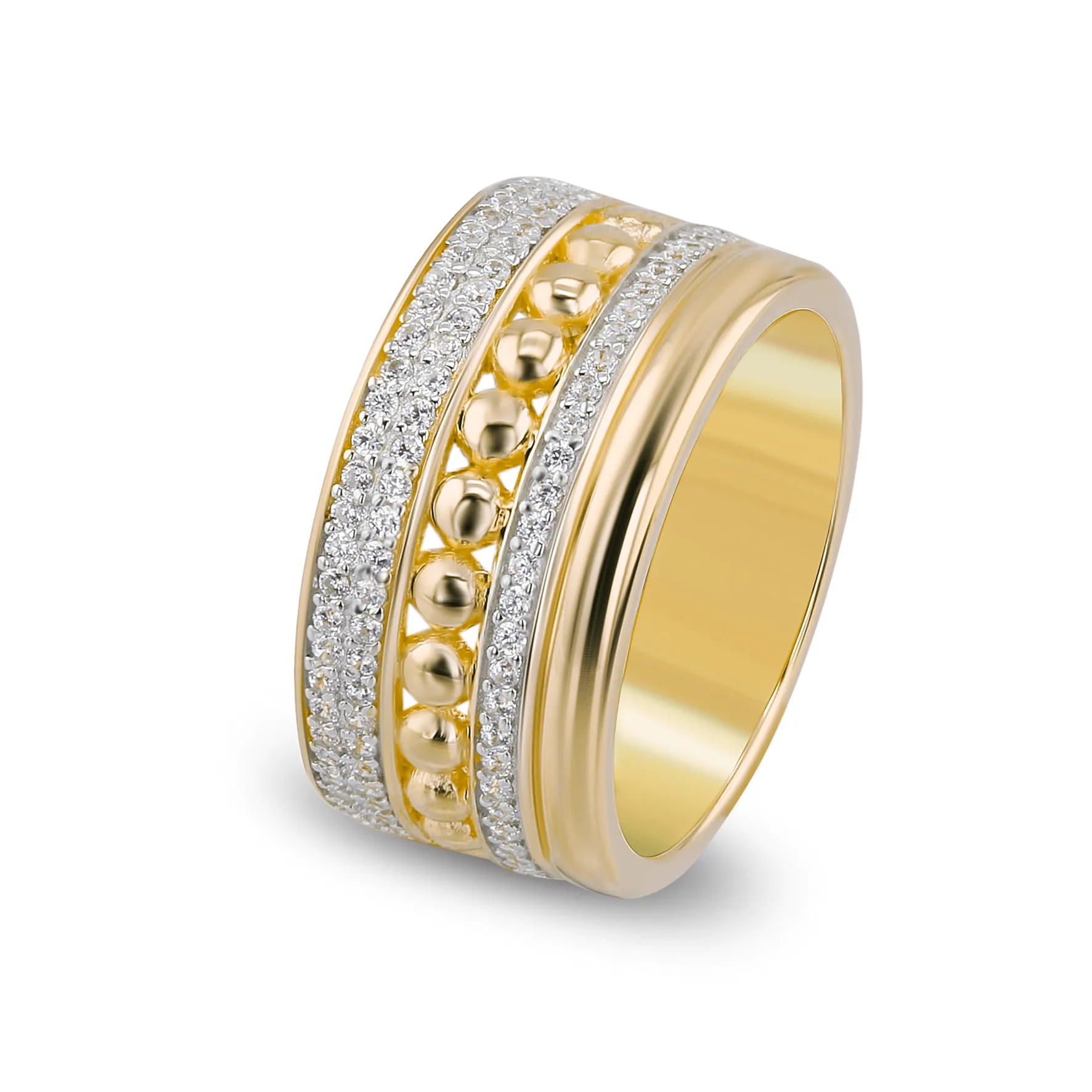 18k yellow gold ring assembled with zirconium oxide