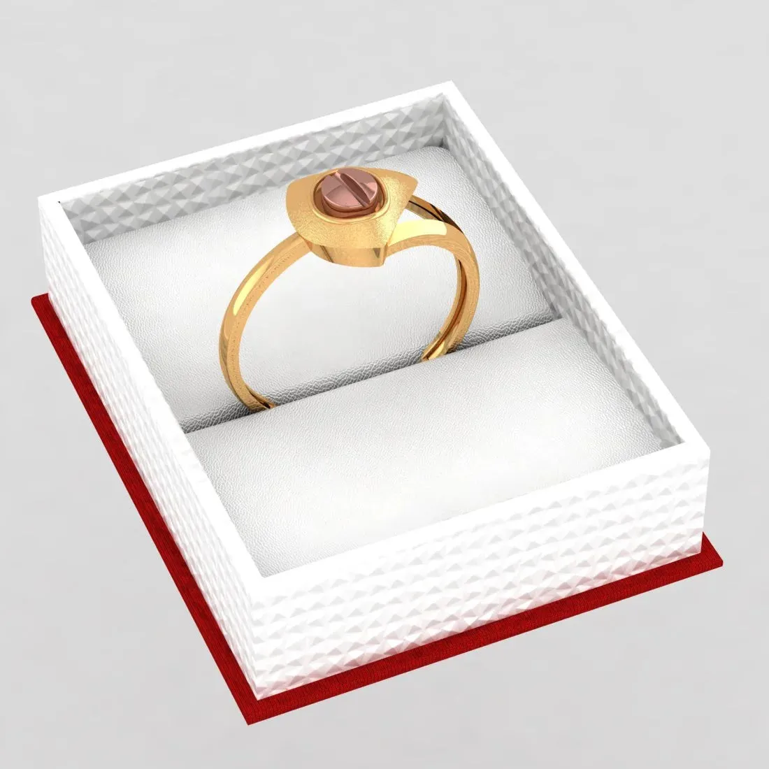 18KT (750) Yellow Gold Angular Frame Ring With Circular Element For Women & Girls (Size 12)