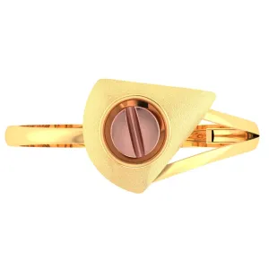 18KT (750) Yellow Gold Angular Frame Ring With Circular Element For Women & Girls (Size 12)