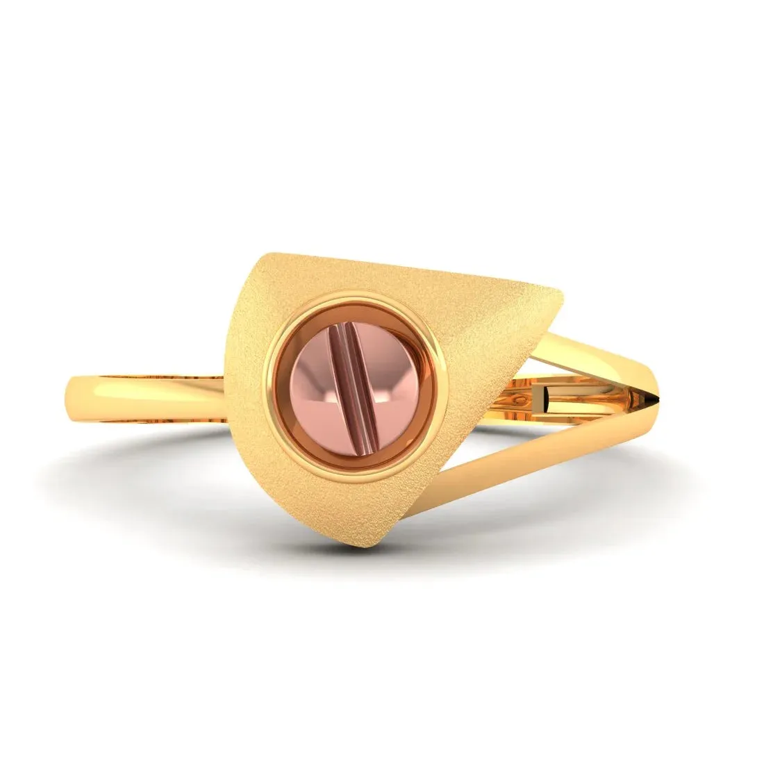 18KT (750) Yellow Gold Angular Frame Ring With Circular Element For Women & Girls (Size 12)