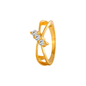 22KT Yellow Gold And American Diamond Ring For Women