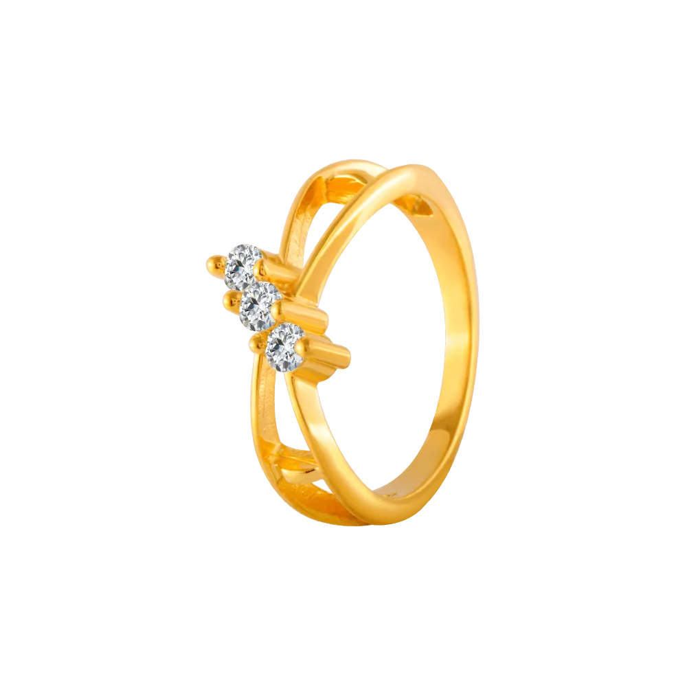 22KT Yellow Gold And American Diamond Ring For Women