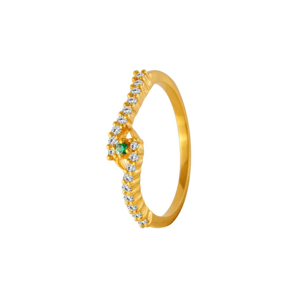 22KT Yellow Gold And American Diamond Ring For Women