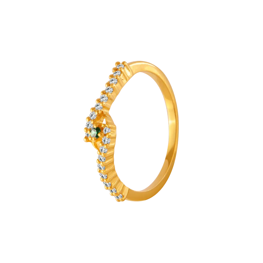 22KT Yellow Gold And American Diamond Ring For Women