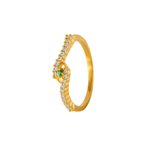 22KT Yellow Gold And American Diamond Ring For Women