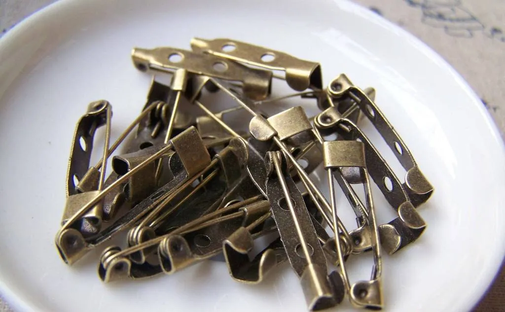 50 pcs Antique Bronze Brooch Back Bar Pins  25mm A3412