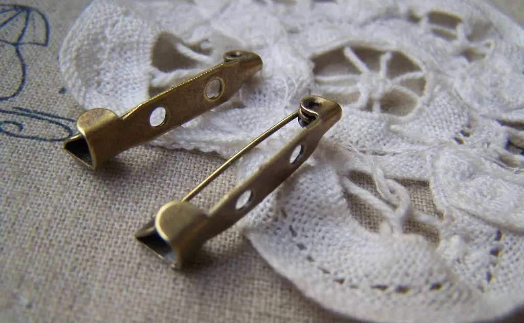 50 pcs Antique Bronze Brooch Back Bar Pins  25mm A3412