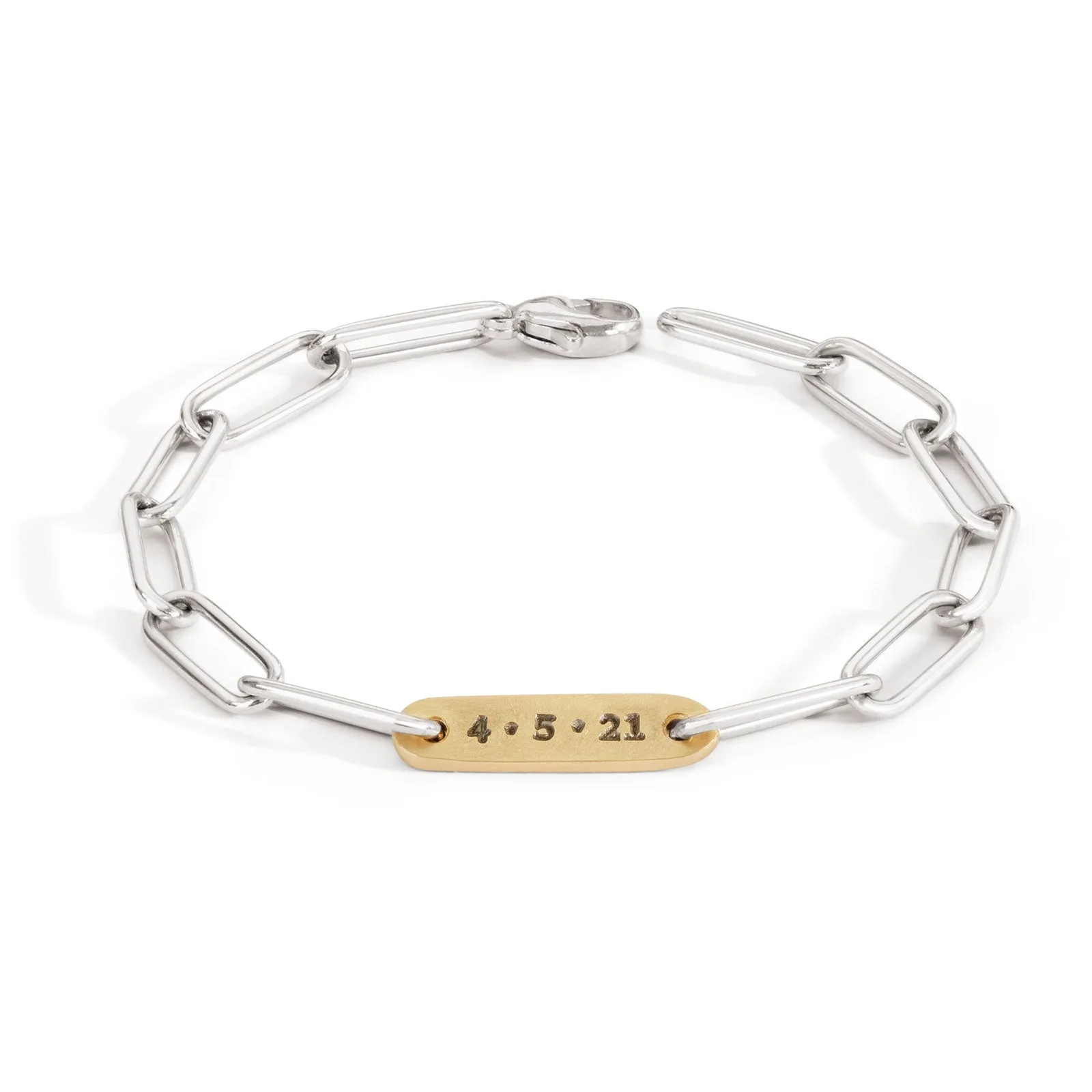 5.2mm Silver & Gold Date Flat Bar Bracelet