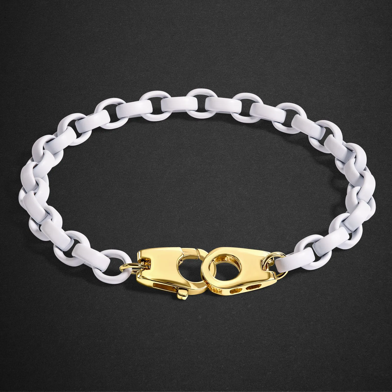 5.6mm Stainless Steel Pearl White Twin Clasp Chain Bracelet