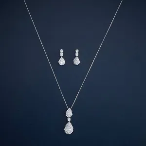 92.5 Silver Pendant with Chain and Earring Set 183046