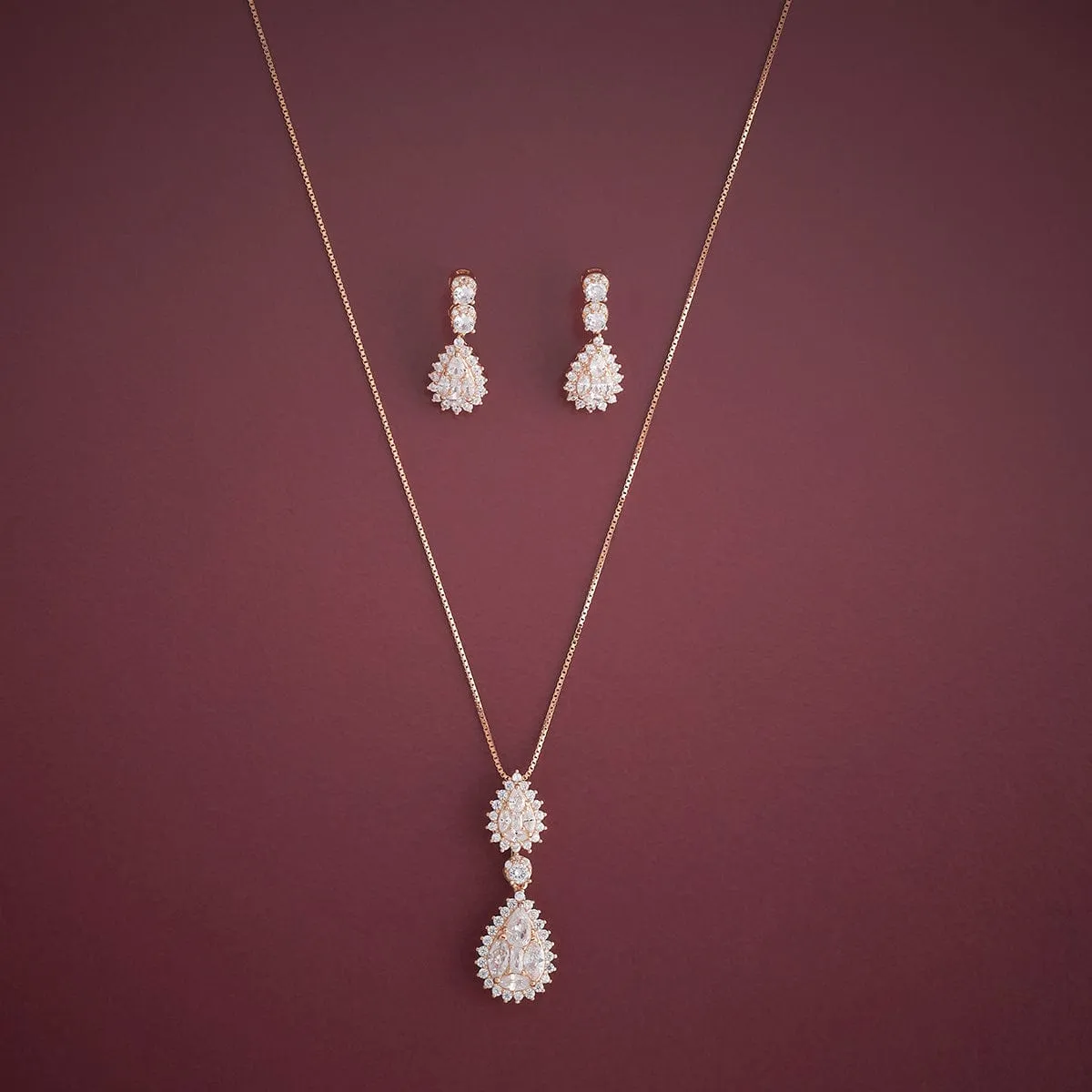 92.5 Silver Pendant with Chain and Earring Set 183046