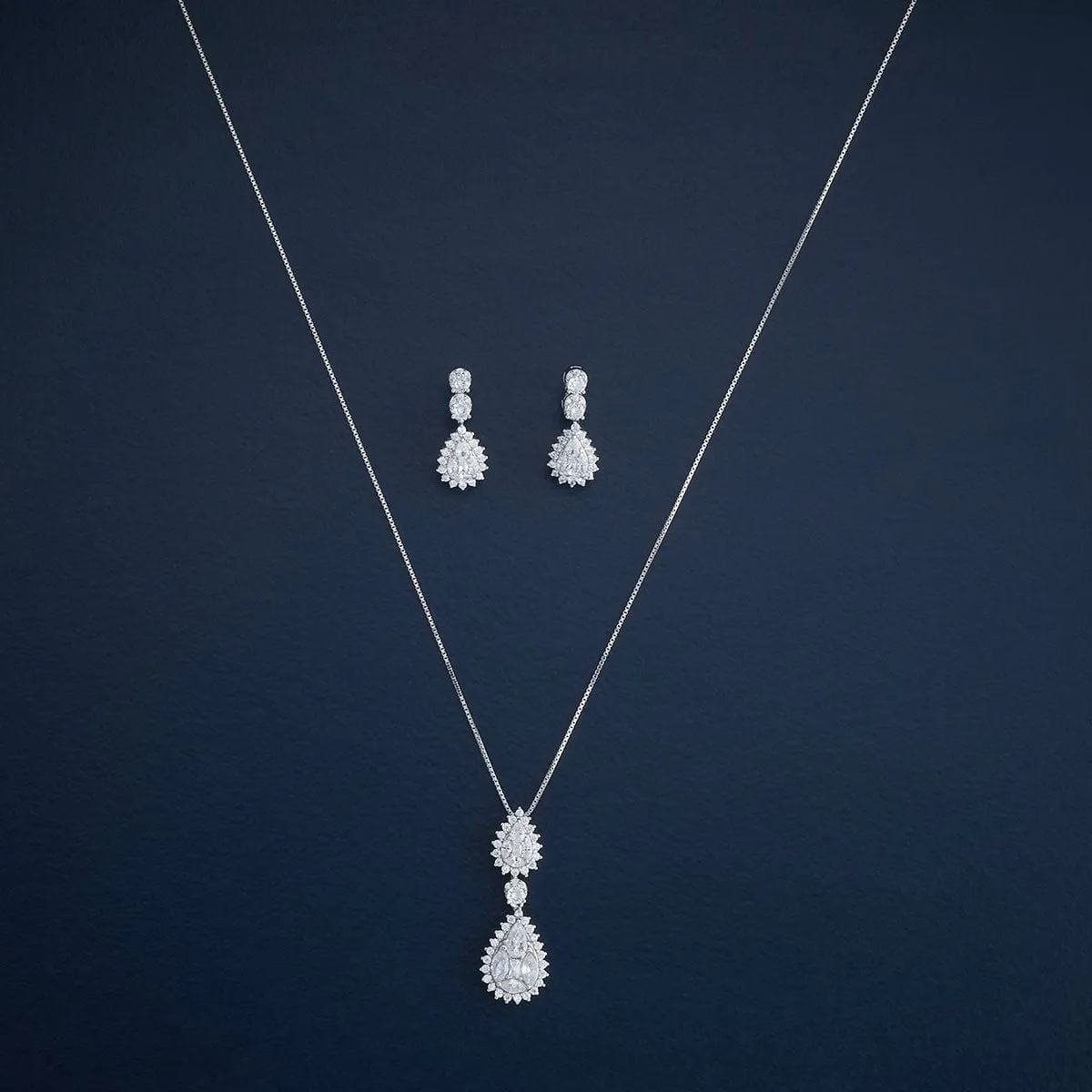92.5 Silver Pendant with Chain and Earring Set 183046