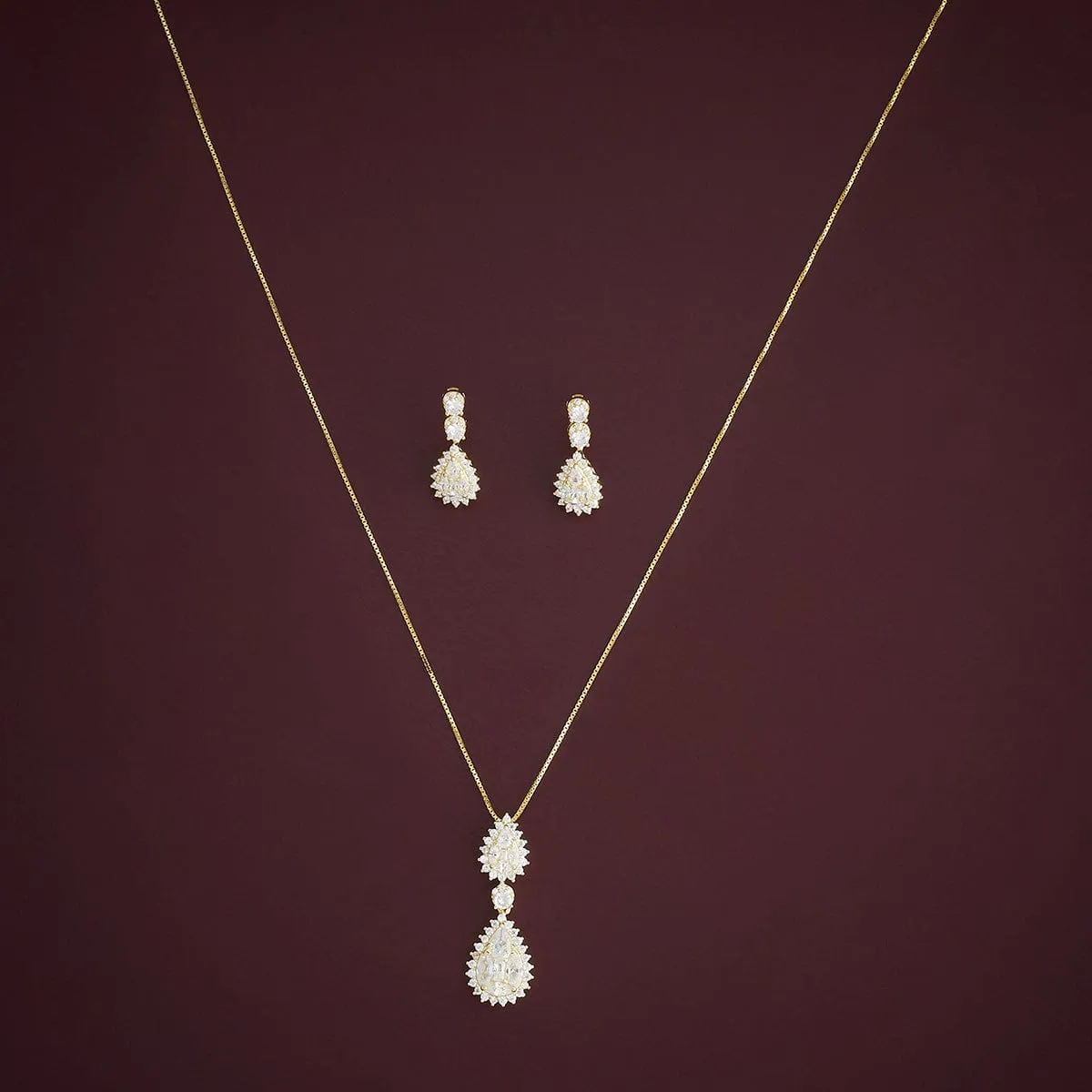 92.5 Silver Pendant with Chain and Earring Set 183046