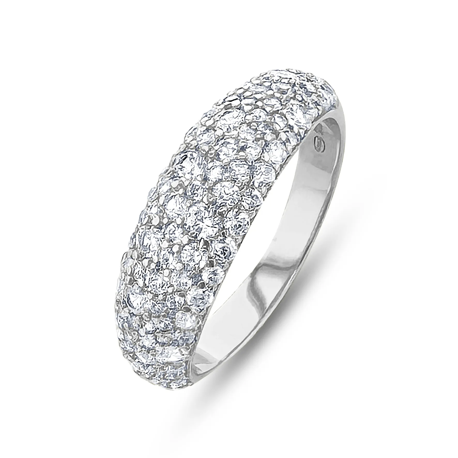 925 Silver plated ring assembled with white zirconium oxide