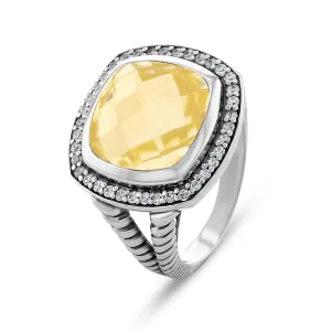 925 Silver Plated Silver Ring Assembled with Citrine