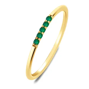 925 Silver Ring with 18k Yellow Gold Setting and Emerald