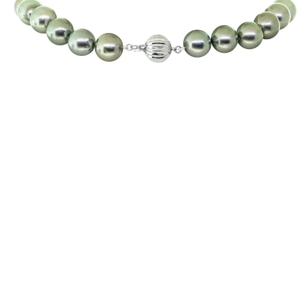 9ct White Gold Tahitian Black Pearl Strand