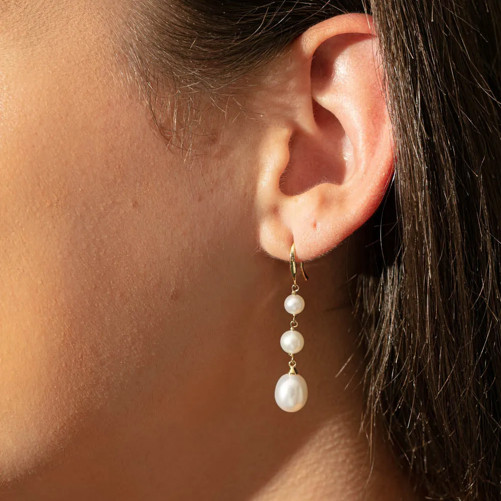 9ct Yellow Gold Freshwater Pearl Rosalind Earrings