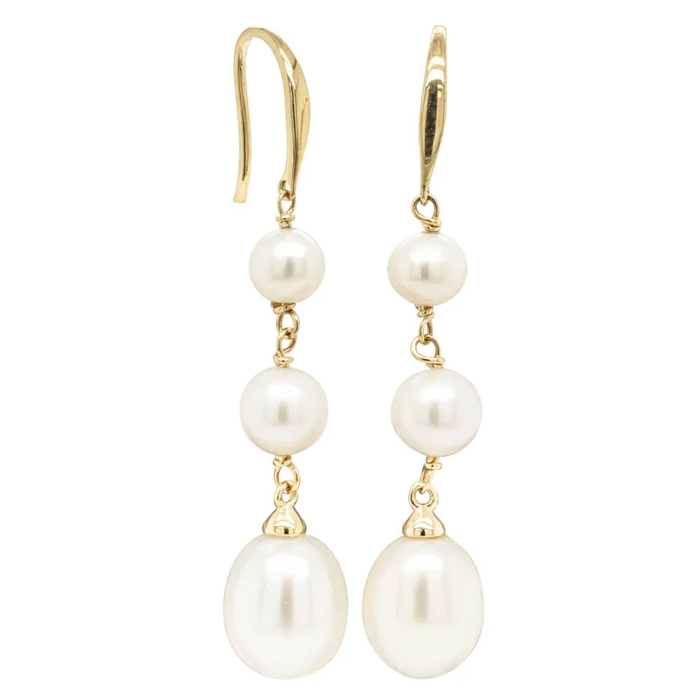 9ct Yellow Gold Freshwater Pearl Rosalind Earrings