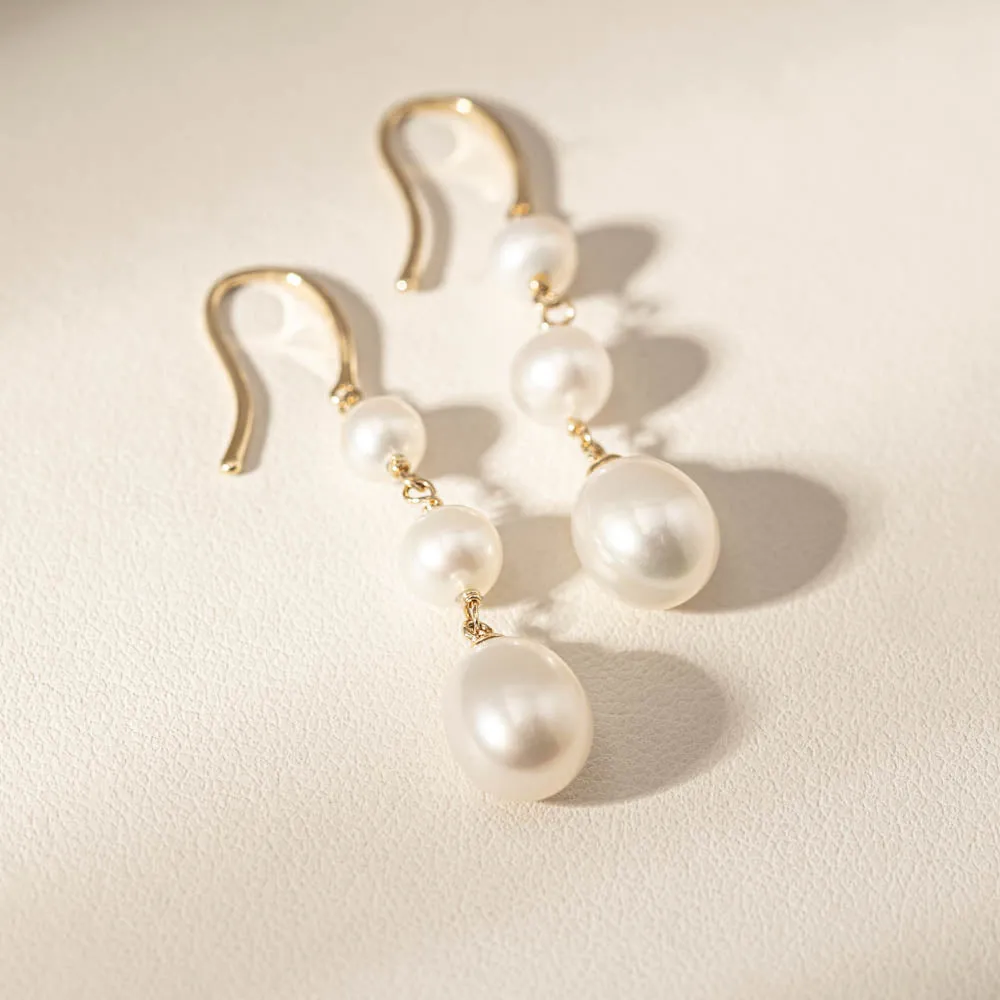 9ct Yellow Gold Freshwater Pearl Rosalind Earrings